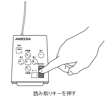 読み取りキーを押しているところ