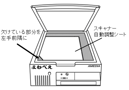 スキャナー自動調整シートを置く