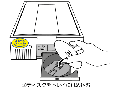 イラスト:ディスクをセットしているところ