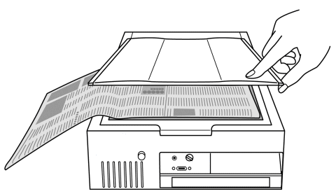 イラスト:新聞をスキャンしているところ