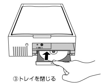 イラスト:CDトレイを閉じているところ