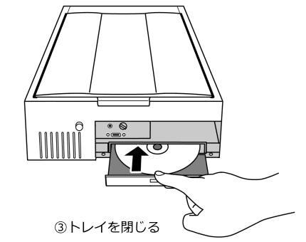 イラスト:CDトレイを閉じているところ