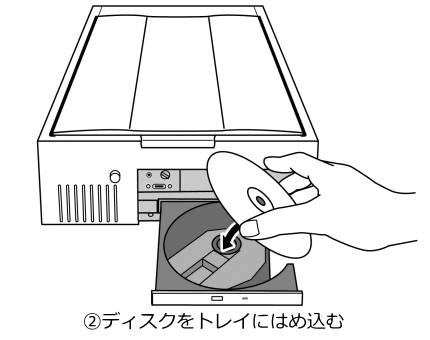 イラスト:ディスクをセットしているところ